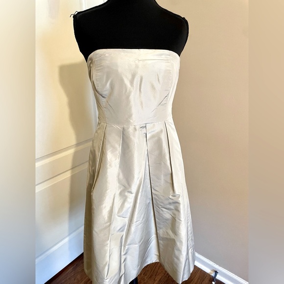 J. Crew Maisie Dress Classic Faille Size 8 P Pale Graphite Bridesmaid Cocktail - Picture 2 of 8